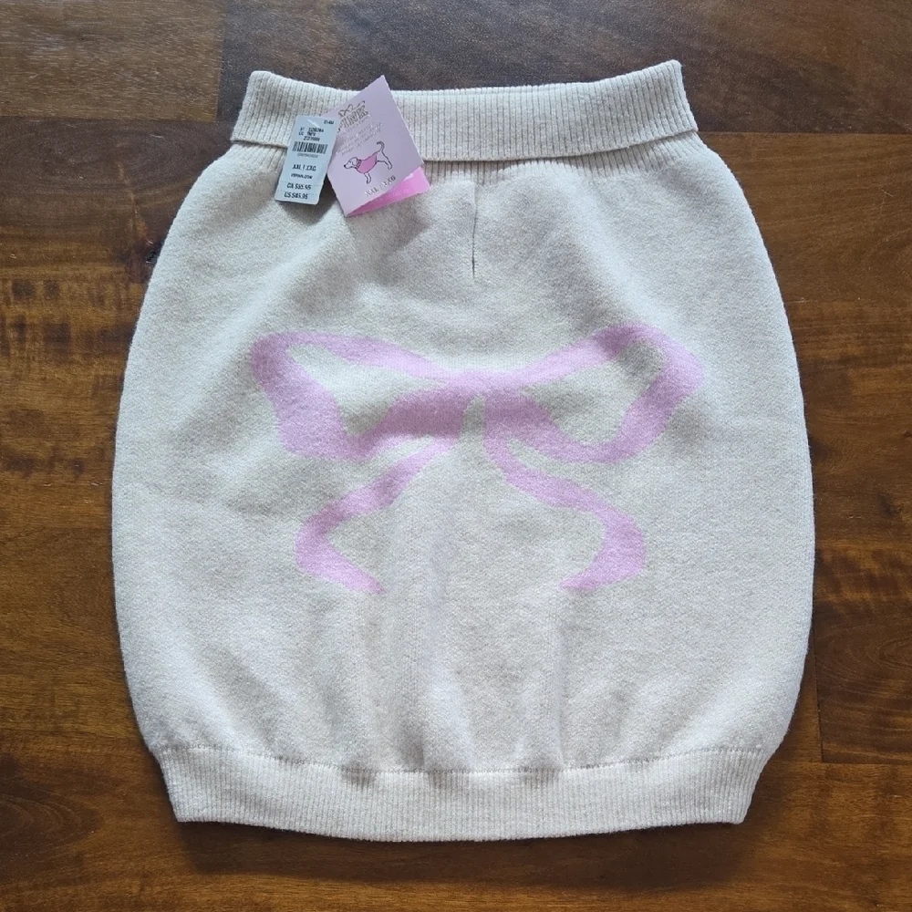 NWT VS PINK x Loveshackfancy Pink Bow Dog Sweater Size XXL